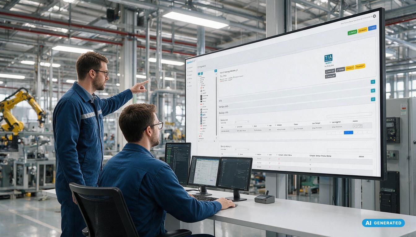 egroße digitale Anzeige mit eguide4DATA von PLUS4DATA zur Verwaltung von Dokumentationen, Qualitätsdaten und Audit-Informationen in einer industriellen Produktionshalle